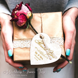 Elegant Gold Floral Wedding Vielen Dank Geschenkanhänger