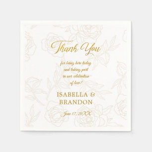 Elegant Gold Floral Wedding Vielen Dank Serviette