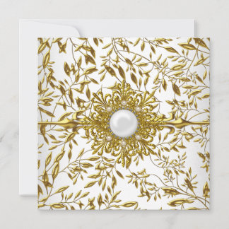 Elegant Gold Floral White Jewel 21. Geburtstag 2 Einladung