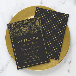 Elegant Gold Floral Wir tun es noch Hochzeitsjubil Einladung