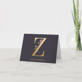 Elegant Gold Floral Z Monogram Chic Personalisiert