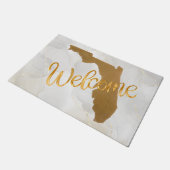 Elegant Gold Florida State Map Welcome Fußmatte (Schrägansicht)