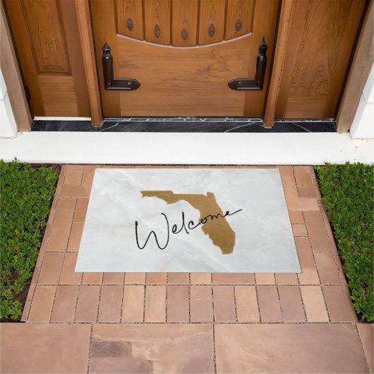 Elegant Gold Florida State Map Welcome Fußmatte (Außenbereich)