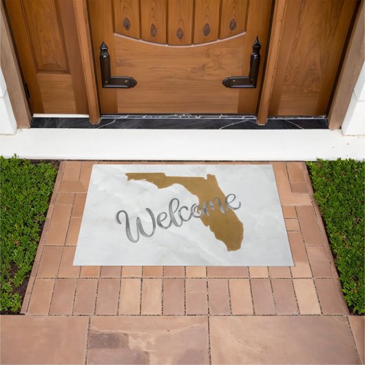 Elegant Gold Florida State Map Welcome Fußmatte (Außenbereich)