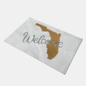 Elegant Gold Florida State Map Welcome Fußmatte (Schrägansicht)