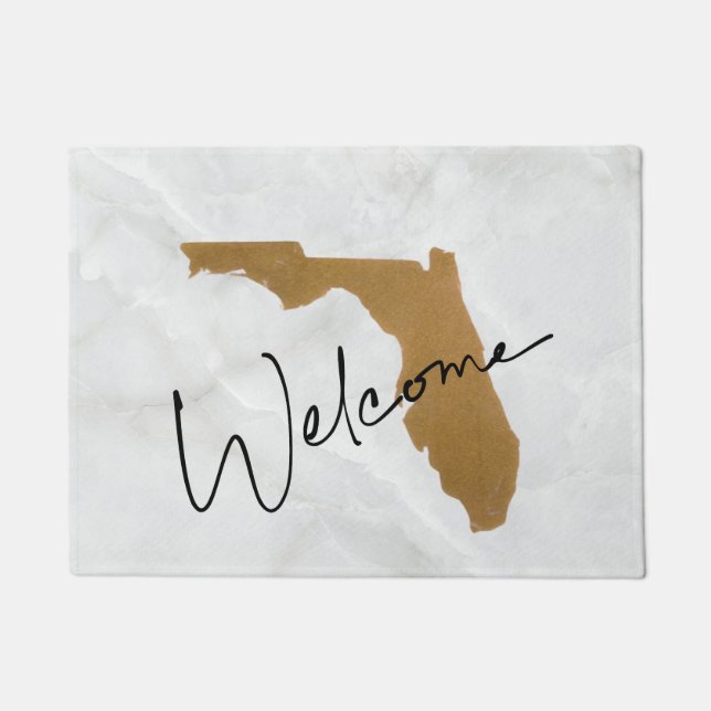 Elegant Gold Florida State Map Welcome Fußmatte (Vorderseite)