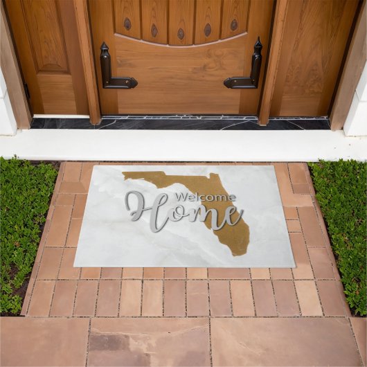 Elegant Gold Florida State Map Welcome Home Fußmatte (Außenbereich)