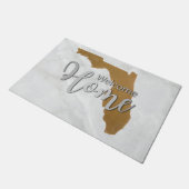 Elegant Gold Florida State Map Welcome Home Fußmatte (Schrägansicht)