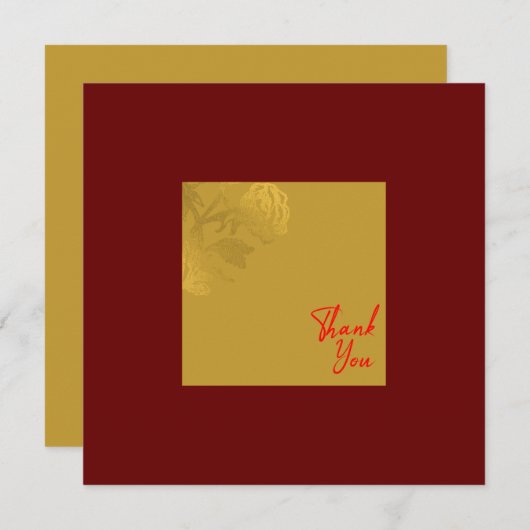 Elegant Gold Flover Royal Red Dankeskarte (Vorne/Hinten)