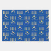 Elegant Gold Flying Dove Menorah Blue Hanukkah Geschenkpapier Set (Vorderseite 2)