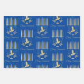 Elegant Gold Flying Dove Menorah Blue Hanukkah Geschenkpapier Set (Vorderseite)