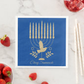 Elegant Gold Flying Dove Menorah Blue Hanukkah Serviette (Beispiel)