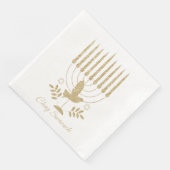 Elegant Gold Flying Dove Menorah Hanukkah Serviette (Ecke)