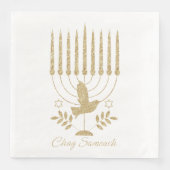 Elegant Gold Flying Dove Menorah Hanukkah Serviette (Vorderseite)