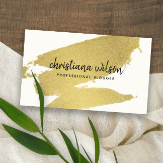 ELEGANT GOLD FOIL BLACK BRUSH STROKE CALLIGRAPHIE VISITENKARTE