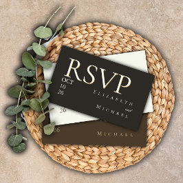 Elegant Gold Foil Charcoal Minimalist Wedding RSVP Begleitkarte
