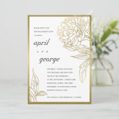 ELEGANT GOLD FOIL CLASSY FLORAL VERLOBUNG INVITE DANKESKARTE (Stehend Vorderseite)