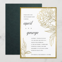 ELEGANT GOLD FOIL CLASSY FLORAL VERLOBUNG INVITE