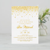 Elegant Gold Foil Confetti Dots Bar Mitzvah Folieneinladung (Stehend vorne)