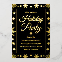 Elegant Gold Foil Corporate Holiday Party Folieneinladung