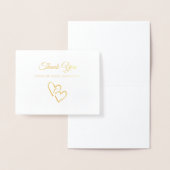 Elegant Gold Foil Double Heart Wedding Vielen Dank Folienkarte (Anzeige)