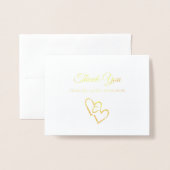 Elegant Gold Foil Double Heart Wedding Vielen Dank Folienkarte (Vorderseite mit Umschlag)