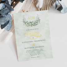Elegant Gold Foil Eucalyptus Monogram Wedding