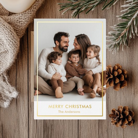 Elegant Gold Foil Frohe Weihnachten Personalisiert Folieneinladung