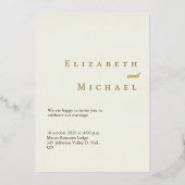Elegant Gold Foil Ivory Minimalist Boho Wedding Folieneinladung (Vorderseite)