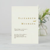 Elegant Gold Foil Ivory Minimalist Boho Wedding Folieneinladung (Stehend vorne)