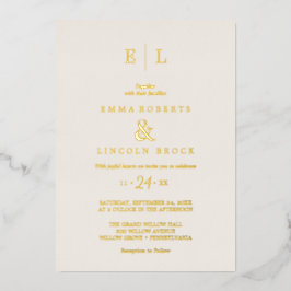 Elegant Gold Foil Ivory Monogram Wedding Folieneinladung