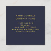 Elegant Gold Foil Logo Bee on Navy Blue Quadratische Visitenkarte (Rückseite)