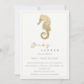 ELEGANT GOLD FOIL NAVY SEEPFERD BABY SHOWITE EINLA DANKESKARTE (Vorderseite)