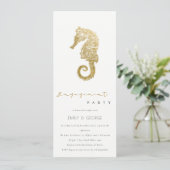 ELEGANT GOLD FOIL NAVY SEEPFERD ENGAGEMENT PARTEI EINLADUNG (Stehend Vorderseite)