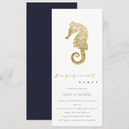 ELEGANT GOLD FOIL NAVY SEEPFERD ENGAGEMENT PARTEI EINLADUNG