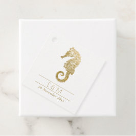 ELEGANT GOLD FOIL NAVY SEEPFERD MONOGRAM WEDD GESCHENKANHÄNGER