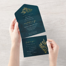 ELEGANT GOLD FOIL NAVY UNTERWASSER MEERESWEED WEDD