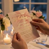 Elegant Gold Foil Pink Ribbon Wedding Folieneinladung