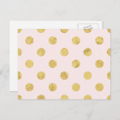 Elegant Gold Foil Polka Dot Pattern - Pink & Gold Postkarte (Vorne/Hinten)