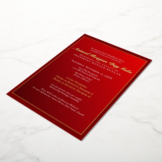 Elegant Gold Foil Reagan Day Gala Fundraiser Folieneinladung (Gedreht)