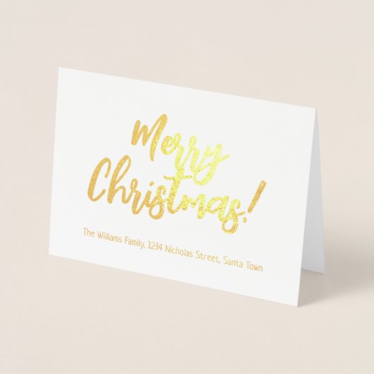 Elegant Gold Foil Script Frohe Weihnachten Folienkarte (Vorderseite)