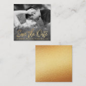 Elegant Gold Foil Script Photo Save The Date Begleitkarte (Vorne/Hinten)
