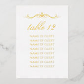 Elegant Gold Foil Table Number With 8 Guest Names Folieneinladung (Vorderseite)