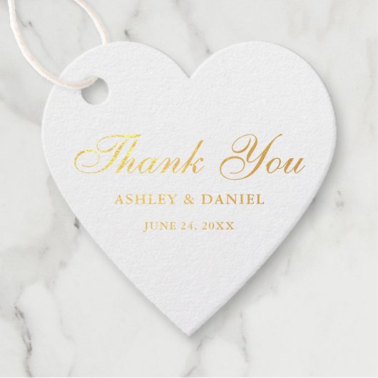 Elegant Gold Foil Wedding Vielen Dank | Foto zurüc Geschenkanhänger (Vorderseite)