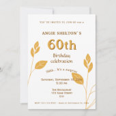 Elegant Gold Foliage Botanischer 60. Geburtstag Einladung (Vorderseite)