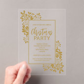 Elegant Gold Foliage Christmas Party Acryleinladungen (Insitu (Handheld))