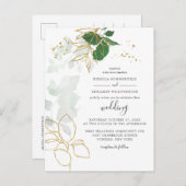 Elegant Gold Foliage Eukalyptus Greenerity Wedding Einladungspostkarte (Vorne/Hinten)