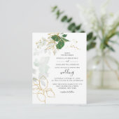 Elegant Gold Foliage Eukalyptus Greenerity Wedding Einladungspostkarte (Stehend Vorderseite)