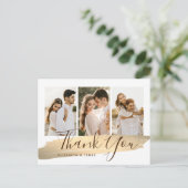 Elegant Gold Foto Wedding Vielen Dank Postkarte (Stehend Vorderseite)