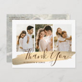 Elegant Gold Foto Wedding Vielen Dank Postkarte (Vorne/Hinten)